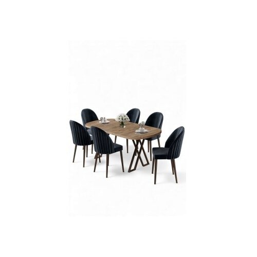 Hanah home Set trpezarijskog stola i stolica (7 delova) Kaye Atlantic Pine Anthracite Cene