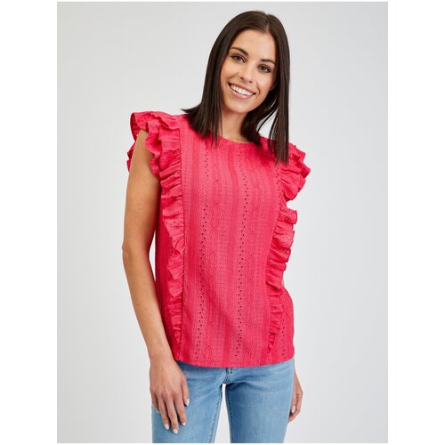 Orsay Dark pink women&amp;#039;s t-shirt with ruffles - Women&amp;#039;s Slike