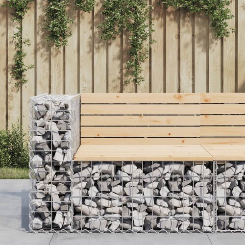 The Living Store Vrtna gabionska klop 92x71x65,5 cm trdna borovina - Vrtna Klop, (21463652) Slike