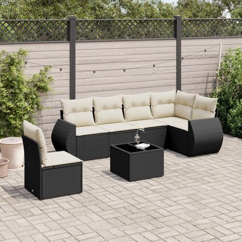  7-dijelni set vrtnih sofa od poliratana s jastucima crni Cijene
