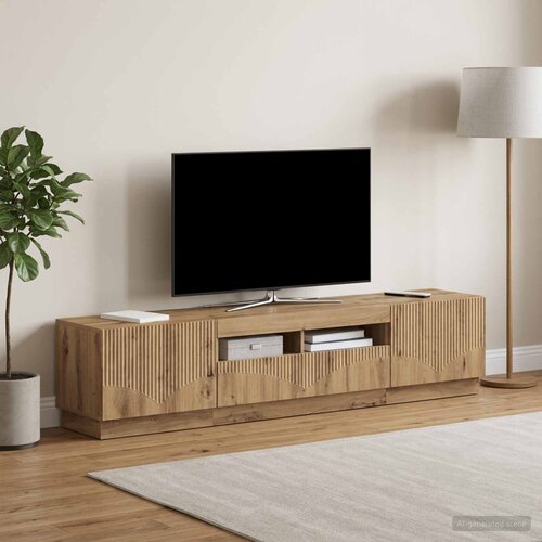  LED TV kabinet HOORN 3 kom. Hrast artisan Konstruirano drvo Siva 81 x 35 x 40 cm Slike