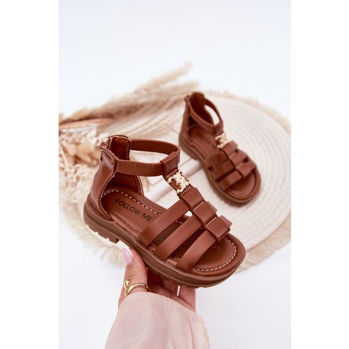 Boto Girls gladiator sandals with gold detail brown Vesira Cene