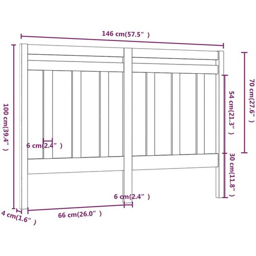  Uzglavlje za krevet sivo 146 x 4 x 100 cm od masivne borovine Slike
