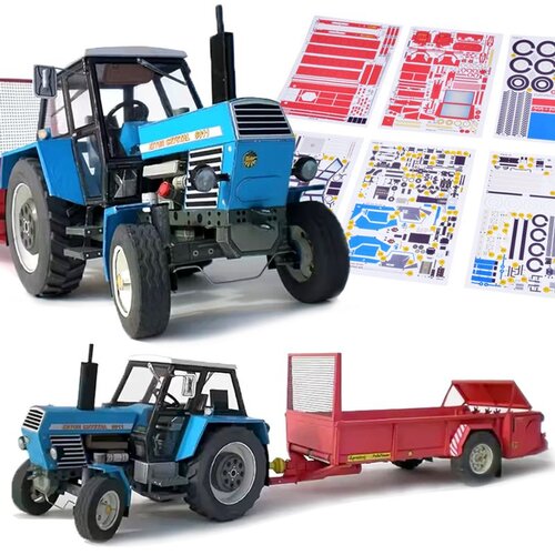  Papirnati model za sastavljanje traktor Zetor Crystal 8011 s rasipačem RU-5, 1:32 Slike