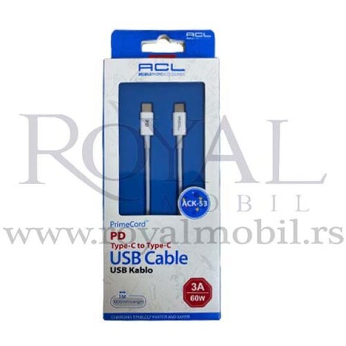  ACL kabal ACK-53 Type-C na Type-C 3A 60W beli Cene