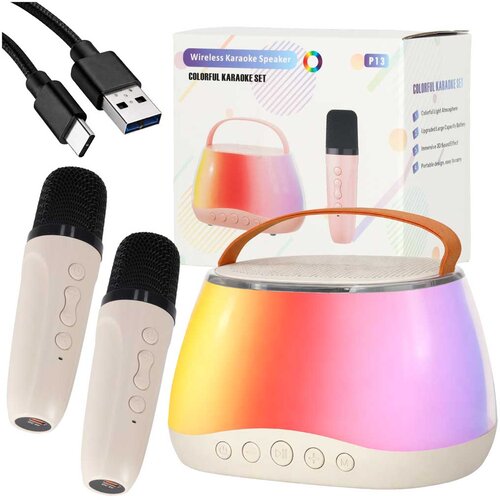  Karaoke komplet Bluetooth zvočnik LED RGB &ndash; 2 mikrofona, USB - Rojstni dan - Za 3+ let Cene