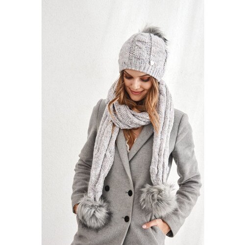 Fasardi Winter set: hat and scarf, light gray-pink Slike
