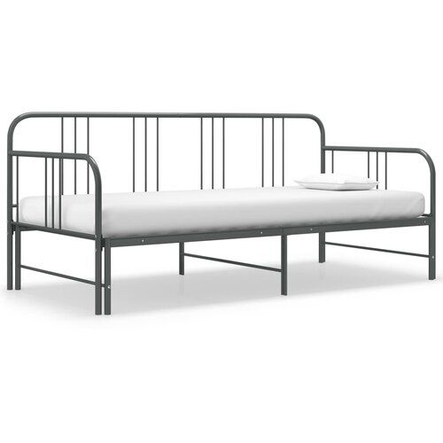 VidaXL Izvlečni posteljni okvir siv iz kovine 90x200 cm Slike