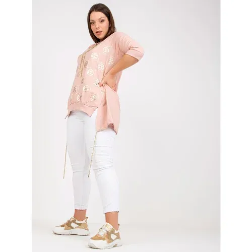 Fashion Hunters Dusty pink loose-fitting plus size cotton blouse