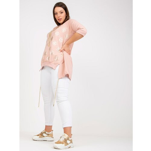 Fashion Hunters Dusty pink loose-fitting plus size cotton blouse Slike