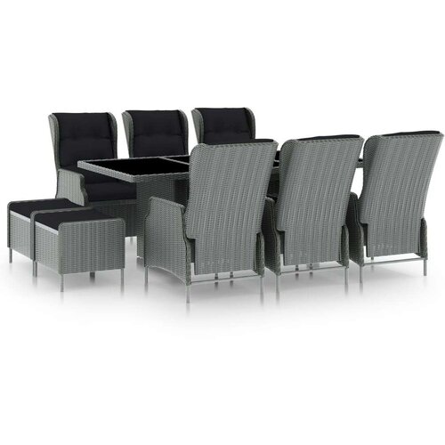 Poli 9-dijelni vrtni blagovaonski set od poliratana svjetlosivi Cijene