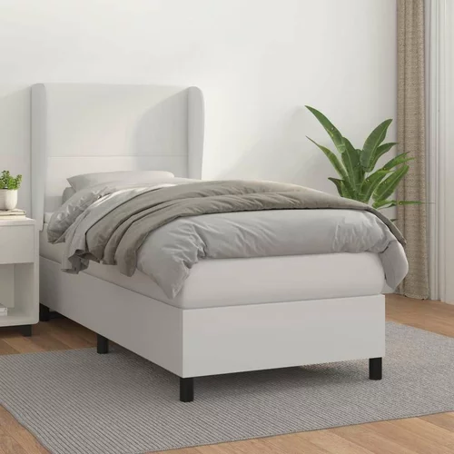  Box spring postelja z vzmetnico bela 90x200 cm umetno usnje, (20791197)