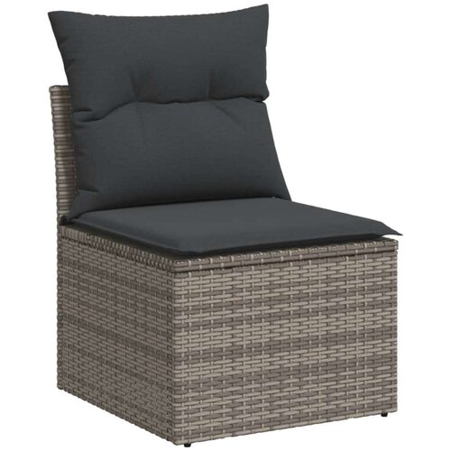 VidaXL 9-dijelni set vrtnih sofa od poliratana s jastucima sivi Slike