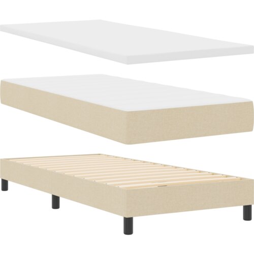 Box Spring Krevet s Madracem Krem 90x200 cm Tkanina Slike