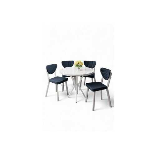 Hanah home Set trpezarijskog stola i stolica (5 delova) Agnes White Anthracite Cene