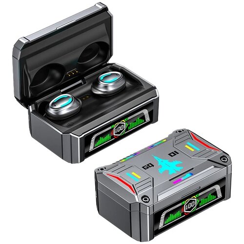 Gizzmo Bluetooth slušalke AirForce 5.3 z RGB LED osvetlitvijo, odlično baterijo in vgrajenim Power bankom - ash black, (21287874) Cene