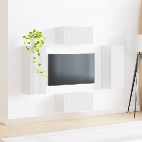  Set TV komoda 2 kom. Visoki sjaj bijela Slike
