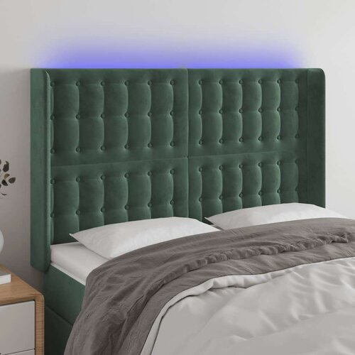  LED posteljno vzglavje temno zeleno 147x16x118/128 cm žamet, (20953126) Slike