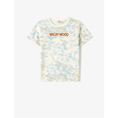 Koton Tie-Up Patterned T-Shirt Motto Printed Short Sleeve Crew Neck Cotton Cene