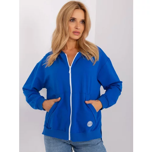 Fashion Hunters Navy blue women's zip-up hoodie