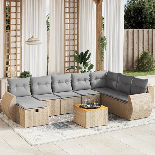  9-dijelni set vrtnih sofa s jastucima bež od poliratana 70 x 62.5 x 69 cm Cene