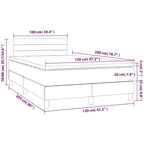  box spring s madracem LED crni 120 x 200 cm od tkanine Slike