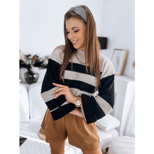 DStreet Women's sweater AMELIA beige and black MY1861 Cene