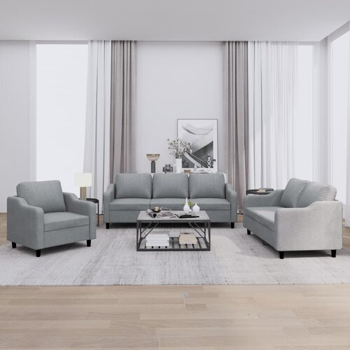 VidaXL 3-dijelni set sofa s jastucima svjetlosivi od tkanine Slike