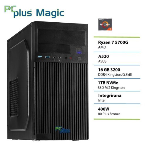 PCPLUS Magic Ryzen 7 5700G 16GB 1TB SSD namizni računalnik Cene