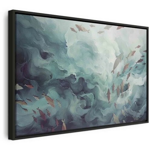  Slika - Fish in the ocean 120x80 U crnom drvenom okviru Cene