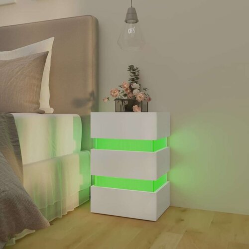 VidaXL LED noćni ormarić bijeli 45 x 35 x 67 od iverice Slike