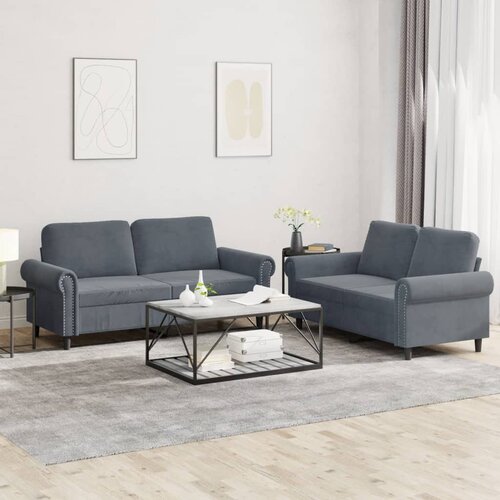  2-dijelni set sofa s jastucima tamnosivi bar&scaron;unasti Cijene