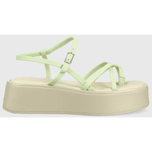 Vagabond Kožne sandale Courtney za žene, boja: zelena, s platformom