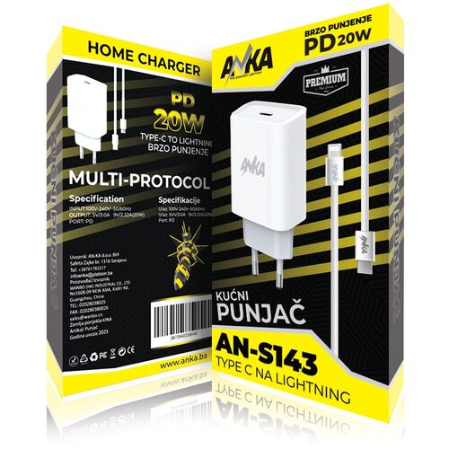  PUNJAC KUCNI AN-S143 20W PD TYPE-C TO LIGHTNING 1 PORT ANKA Cijene