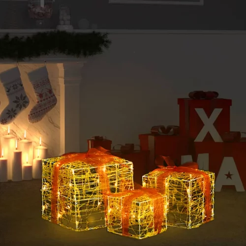 Ukrasne akrilne božićne kutije za poklone 3 kom tople bijele