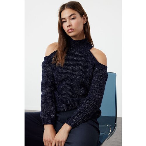 Trendyol navy blue glitter window/cut out detailed knitwear sweater Slike