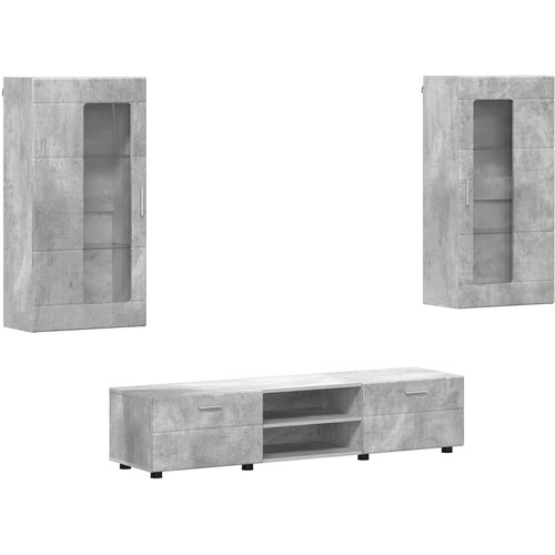  Set TV komoda FLORIN 3 pcs Betonski sivi Konstruirano drvo Slike