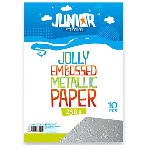 Junior jolly Embossed Metallic Paper, papir metalik reljefni, A4, 250g, 10K, odaberite Srebrna Slike