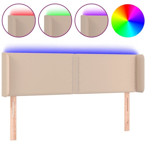 Maison Chic LED Posteljno vzglavje - Vzglavna omarica - Nočna omarica kapučino 147x16x78/88 cm umetno usnje, (21708819) Slike