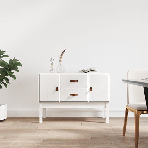 vidaXL Komoda bela 110x40x78 cm trdna borovina Cene