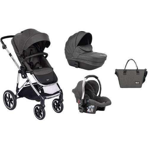 Kikka Boo kolica thea 3in1 set sa auto sedi&amp;scaron;tem i tvrdom korpom dark grey Slike