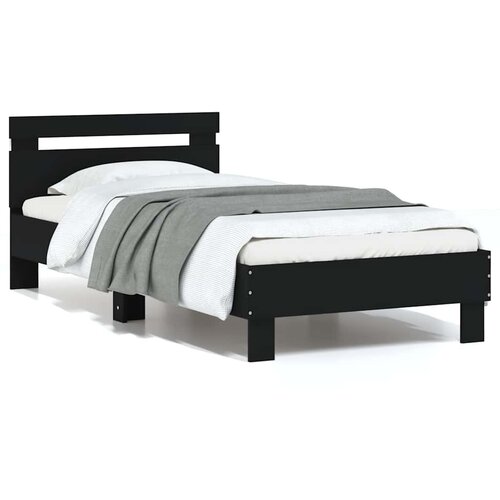  Okvir za krevet s uzglavljem i LED svjetlima crni 75x190 cm Cene