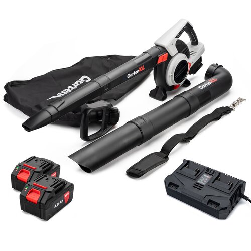 IPOTOOLS 3u1: Akumulatorski puhač lišća GartenXL SF8A512 + 2x baterija 4Ah + Brzi punjač Cene
