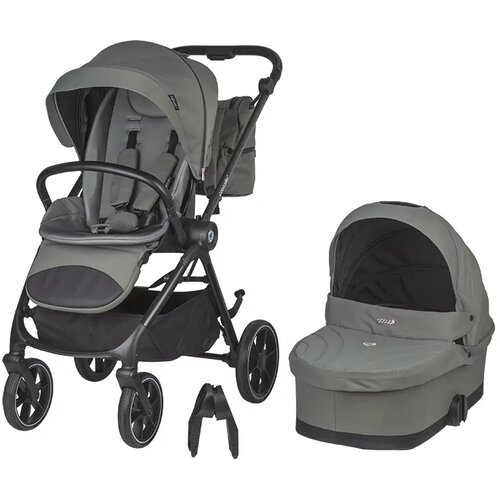 Coccolle Otro&amp;scaron;ki voziček 2v1 Serry Moss zelena in stolček za hranjenje Ziti Slike