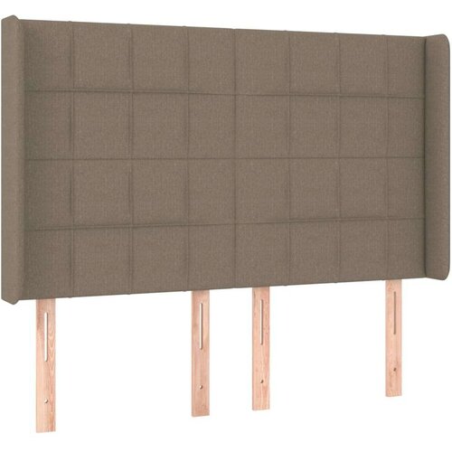  Box spring s madracem LED smeđesivi 140x200 cm tkanina Slike