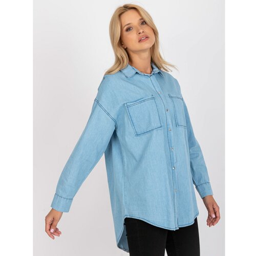 Fashion Hunters Light blue classic shirt in RUE PARIS cotton Cene