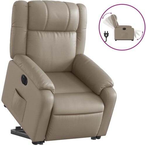 VidaXL Električni naslonjač na podizanje umjetna koža boja cappuccina Slike