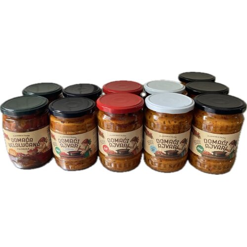 Planinska Tajna Mix 3xBlagi ajvar + 2x Ljuti ajvar+ 2x ajvar sa belim lukom + 2x cepkani ajvar + 2x Belolučana paprika Slike