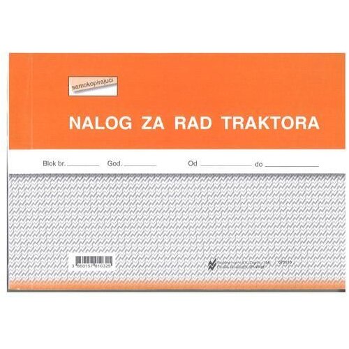 NARODNE NOVINE-UT VII-28 NALOG ZA RAD TRAKTORA; Blok 3 x 50 listova, 21 x 14,8 cm Slike