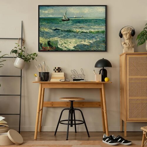  Slika - Vincent van Gogh &amp;ndash; Seascape at Saintes-Maries 90x60 U crnom drvenom okviru Slike